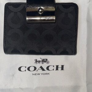 Coach Black Wallet with Silver Clasp
